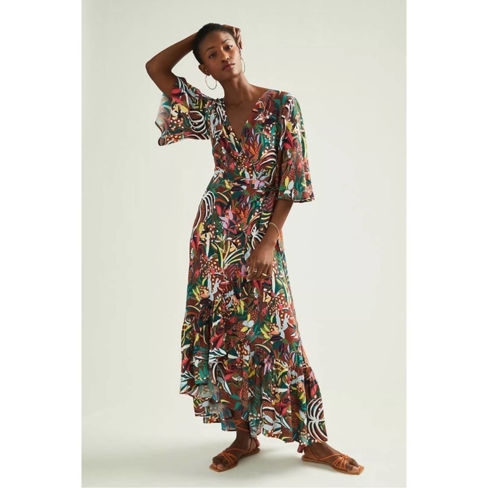 FARM Rio x Anthropologie | NWOT Tropical Boho Fiesta Wrap Maxi Dress | XSP
